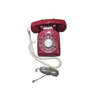 Vintage 1984 Bell System Western Electric 500 DM Cherry Red Rotary Dial Phone